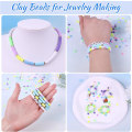 Miniatyrbilde 4 av 6: 3500 PCS Pastell Leire Perler Kit for Armbånd Laget, Polymer Macaron Heishi Perler for Smykker, Vennskap Armbånd Kit for Jenter Voksne, Spacer Brev Pastel