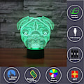 Miniatyrbild 2 av 7: 3D optisk illusion mops hund sensor nattlampa med smart till