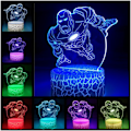 Miniatyrbild 4 av 6: Superhjälte 3D nattlampor för barn gåva, Hulk-Ironman 3D LED