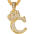 Miniatyrbillede 1 af 9: Krone Initial A-Z Halskæde, Iced Out Bogstav Vedhæng med 22-24 Tommer Kæde, Mænd Kvinder Bling Hip Hop Alfabet Navn Smykker Gave Store Initialer Halskæder C 18K Gold