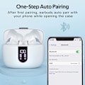 Pikkukuva 5 / 7: Bluetooth-kuulokkeet True Wireless -nappikuulokkeet 60 tunnin toistoaika LED-virranäyttö Kuulokkeet langattomalla latauskotelolla IPX5-vedenpitävät korvanappikuulokkeet M:llä White