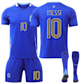 Miniatyrbillede 1 af 2: UEFA Euro 2024 Argentina udebanetrøje Børnefodboldsæt nr. 10 Messi Away M