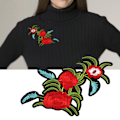Miniatyrbilde 5 av 9: Rød rose brodert lapp DIY dekorasjon klær strykejern sy klistremerke håndverk tilbehør