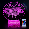 Miniatyrbilde 1 av 8: Game Over Lampe Spillentusiaster Nattlys Videospillrom Dekor, Dimbar Nattlys/16 Fargeendring/Fjernkontroll & Berøringskontroll