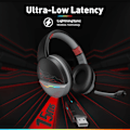 Pikkukuva 5 / 7: G08 Dual Langaton Pelikuuloke Mikrofonilla PS5:lle, PS4:lle, PC:lle, Mobiilille, Tabletille: 2.4Ghz Langaton + 5.3 Bluetooth - Kevyt - RGB-Valo - Punainen Red