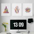 Miniatyrbillede 1 af 8: Buddha, Lotus og Mudra Vægkunst Lærredstrykplakat, Enkelt Modeakvarel