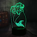 Miniatyrbilde 8 av 8: Vakker Den Lille Havfrue Leke Prinsesse Ariel RGB 3D Illusions Nattlys Romantisk Jenteleker LED Skrivebordslampe Bursdagsgave Barfest Hjemmedekor C