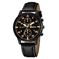 Pikkukuva 1 / 3: Miesten Retro Nahkaremmi Kellon Analogi Quartz Rannekellot Black-1