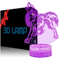Miniatyrbild 1 av 7: 3D Varglampa Illusion Nattljus LED Varg Bordslampa