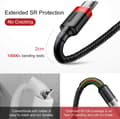 Miniatyrbilde 2 av 5: Type-C kabel USB Micro 3A lade-datakabel, rød, 1 meter Bl