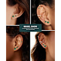 Miniatyrbild 2 av 6: 7 Par Hypoallergena Örhängen i Kirurgiskt Stål med Gänga för Brosk, Helix, Lobe | Cubic Zirconia Platt Baksida Örhängen för Kvinnor | Emerald