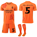 Miniatyrbilde 1 av 2: 2024 Real Madrid Y3 Co-Branded Special Edition Rose Pattern Football Jersey Orange Barnas fotballsett No.5 Bellingham 26