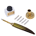 Miniatyrbillede 5 af 10: Fjerpen Flydende behagelig skrivning Vintage Elegance udsøgt håndværk Quill Feather Pen til gaver KalligrafiGul
