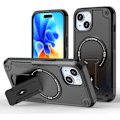 Miniatyrbild 1 av 7: Magnetiskt iPhone-fodral med stativ, kompatibelt med MagSafe, robust inbyggt stativ, militärklassat fallskydd stötsäkert för iPhone Black iPhone 14