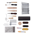 Miniatyrbilde 10 av 10: Lærbearbeidingssett 59stk DIY Making Clear Texture Rustfritt Stål Bøk Tre Lærhåndverktøy for Kunstprosjekt