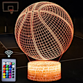 Miniatyrbilde 1 av 7: Basketball nattlys, 3D LED illusjonslampe med fjernkontroll