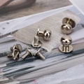 Miniatyrbilde 6 av 10: 20 sett kobber runde hode stud spot skru bak DIY skinn håndverk nagler 10 x 8mm sølv