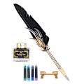 Pikkukuva 3 / 10: Sulkakynä kalligrafia kirjoitus Vintage Set Metal Retro Dip Quill Kit mustepussi SP270Musta