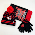 Pikkukuva 1 / 2: Marvel Spider-Man -lasten talvihattu, lumikäsineet ja huivi pojille ja taaperoille, 3 osan setti, lämmin pom-pom-pipo tarvikkeilla A