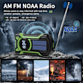 Miniatyrbillede 2 af 7: Nødvejrradio, Vandafvisende Bluetooth Bærbar AM/FM/NOAA Vejrradio, 5000mAh USB Håndsving Solradio, Telefonoplader, Lommelygte, SOS Green