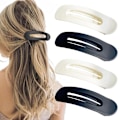 Miniatyrbilde 1 av 6: 4 stk. flate hårklemmer for kvinner - Flat Lay Claw Clip | Store flate klemmer for hår | Matte Flat Claw Clip | Sterkt hold Flat Lay hårklemme Black，White