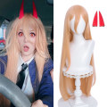 Miniatyrbild 1 av 5: Orange Power Cosplay Peruk med Horn, Lång Rak Orange Anime Peruk för Kvinnor -28inch