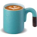 Miniatyrbillede 1 af 8: Vintage Kaffekrus - 414 ml Latte Kop med Træhåndtag til Cappuccino Latte Art Drikkevarer Elegant Keramisk Te- og Kaffekrus Sød Idé Blue