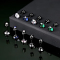 Miniatyrbild 6 av 6: STEEL 5 Par Titan Skruv Bak Kirurgiskt Rostfritt Stål Örhängen för Kvinnor Män, Regnbåge 5A Cubic Zirconia Sova Hypoallergen Black Round CZ