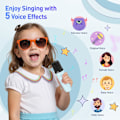 Pikkukuva 3 / 7: Mini Karaoke-laite, kannettava Bluetooth-karaokekaiutin 2 langattomalla mikrofonilla ja juhlavaloilla lapsille ja aikuisille, syntymäpäivä blue