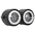 Miniatyrbillede 1 af 11: Universal LED Forlygte Dobbelt Lamper Runde Angel Eyes Høj Lav Stråle Retro DRL Blå Hvid Lys