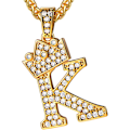 Miniatyrbillede 1 af 8: Krone Initial A-Z Halskæde, Iced Out Bogstav Vedhæng med 22-24 Tommer Kæde, Mænd Kvinder Bling Hip Hop Alfabet Navn Smykker Gave Store Initialer Halskæder K 18K Gold