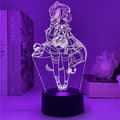 Natslys Keqing Figur Anime Spil 3D LED Bordlampe til Soveværelsesindretning Led Lys