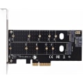 Pikkukuva 2 / 5: Kaksois M.2 PCIe -sovitin, M2 SSD NVME (m-avain) tai SATA (b-avain) 22110 2280 2260 2242 2230 PCI-e 3.0 x 4 -isäntakortin laajennuskortti matalalla profiililla
