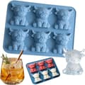 Mini 3D Highland Ko-isbitsform, bedårande djurformad bricka för kylning av whisky och drycker, perfekt för hemmabarer, fester, fe Blue