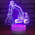Miniatyrbild 6 av 8: Grävmaskin 3D LED optisk illusionssensor nattlampa