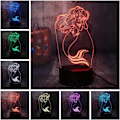 Miniatyrbilde 2 av 8: Vakker Den Lille Havfrue Leke Prinsesse Ariel RGB 3D Illusions Nattlys Romantisk Jenteleker LED Skrivebordslampe Bursdagsgave Barfest Hjemmedekor C