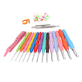 Miniatyrbild 4 av 10: 37 stücke Häkelnadeln Set Tragbare Bunte Ergonomische Weiche Griff Strick Häkelnadel Kit Anfänger Geschenk