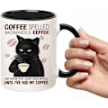Miniatyrbild 2 av 4: Svart Katt Mugg, Kaffe Stavat Baklänges Är Eeffoc Mugg, Kattälskare Kaffe Mugg 11oz, Roliga Katt Nyhetsgåvor för Kvinnor Män, Keramisk Tekopp för Kaffe, Te Style 2