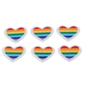 Miniatyrbillede 8 af 10: 6 stk. Regnbuehjerte-patches DIY Regnbuehjerte-form Patches Dekoration til syning Broderi Tøjreparation Hvid kant