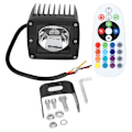 Miniatyrbilde 1 av 11: LED-lys Fjernkontroll Kvadratisk Lampe 10-30V Støtsikker Vanntett IP67