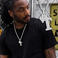 Miniatyrbillede 7 af 7: Krone Initial A-Z Halskæde, Iced Out Bogstav Vedhæng med 22-24 Tommer Kæde, Mænd Kvinder Bling Hip Hop Alfabet Navn Smykker Gave Store Initialer Halskæder T Silver