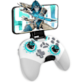 Miniatyrbild 1 av 7: Bluetooth-kontroller för Switch/PC/iPhone/Android/Apple Arcade MFi-spel/TV/Steam, Pro trådlös spelkontroll fjärrkontroll Gamepad med telefonklämma med L White