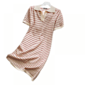 Miniatyrbillede 1 af 5: Stribet Print V-hals T-shirt Kjole (Rød One Size Fits All)