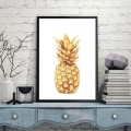 Miniatyrbild 6 av 8: Gyllene ananas och text väggkonst canvas tryck affisch, enkel mode konst ritning