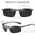 Pikkukuva 3 / 5: Miesten polarisoidut urheilu-aurinkolasit autoiluun, hiilikuitua, UV400-suojaus DC8277 Gunmetal Frame Grey Lens
