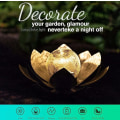Miniatyrbillede 2 af 5: Udendørs have sollamper, Globed revnet glas lotus dekoration, Vandtæt LED metal blomsterlys til terrasse, græsplæne, allée, bord, gulv