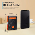Miniatyrbillede 3 af 6: Slank Pengeclips Punge til Mænd RFID Blokering 11 Kort Holder Minimalistisk Lille Læder Bifold Mænds Forlommepung Gaveæske Carbon Black n Orange