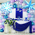 Pikkukuva 5 / 7: Jäädytetty ilmapallokaaripaketti, lumihiutale helmi sininen violetti metallinen violetti sininen hopea ja valkoiset ilmapallot talvi ihmemaa joulu vauvanäyttelyyn Purple Blue Silver Snowflake