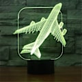 Miniatyrbild 3 av 8: Flygplan 3D LED Civil Optisk Illusion Nattlampa, ZTOP 7 Färgbyte Touch Switch USB-driven Sovrumsdekoration Skrivbordslampa