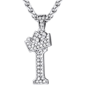 Miniatyrbillede 1 af 6: Krone Initial A-Z Halskæde, Iced Out Bogstav Vedhæng med 22-24 Tommer Kæde, Mænd Kvinder Bling Hip Hop Alfabet Navn Smykker Gave Store Initialer Halskæder I Silver